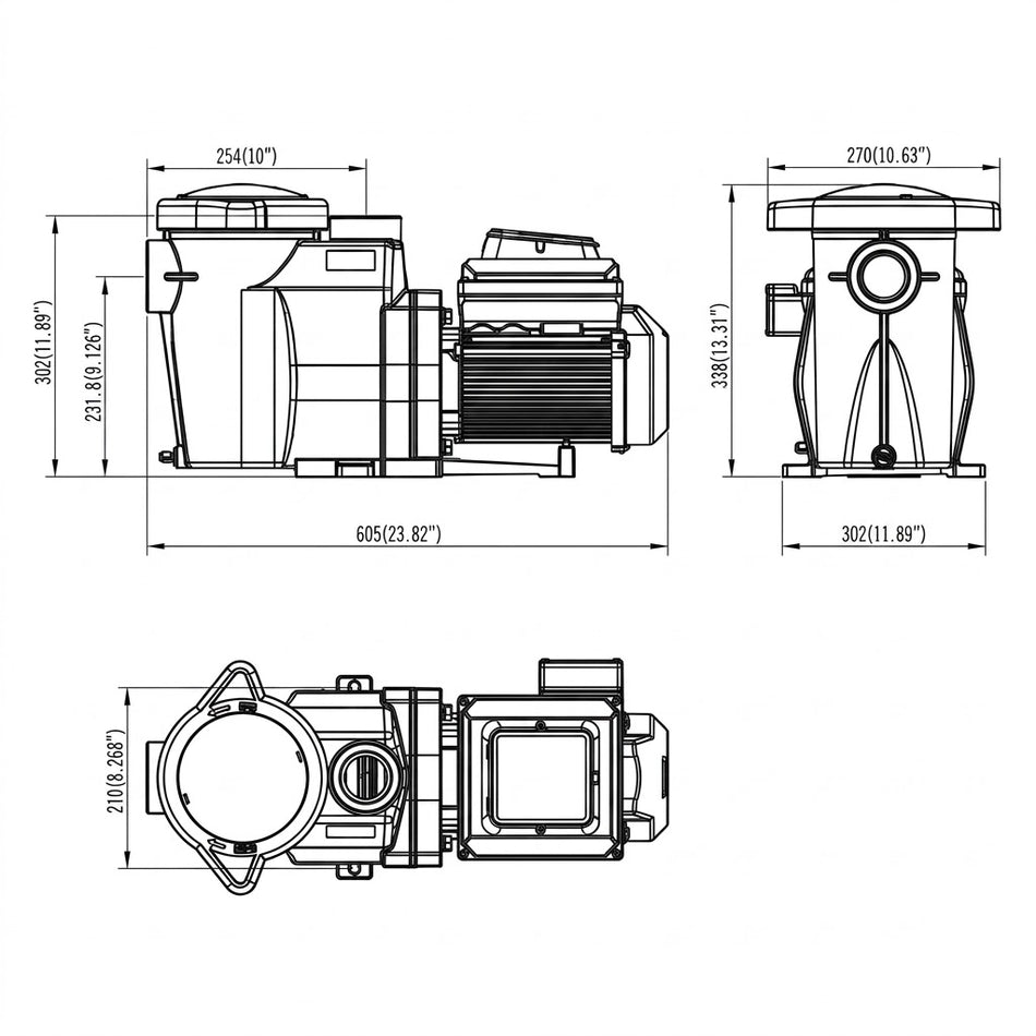 1 HP Variable Speed 2 in. Threaded Ports CaliMar Pool Pump, 230V