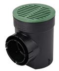 NDS 101GRKIT, Spee-D 6" Black Round Catch Basin Drain Kit with Green Plastic Round Grate