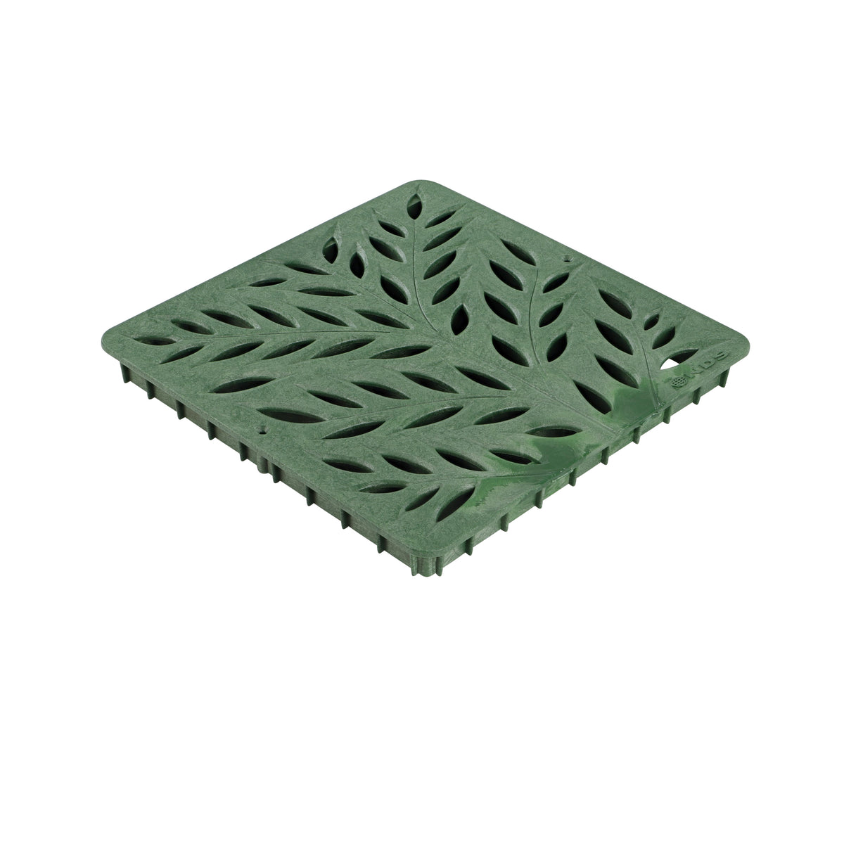 NDS 1218GR, 12" Green Plastic Decorative Botanical Design Square Catch Basin Drain Grate