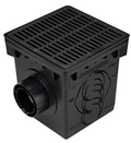 NDS 1200BLKIT, 12" Black Square Catch Basin Drain Kit with Black Plastic Grate
