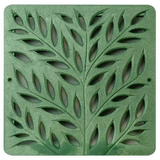 NDS 1218GR, 12" Green Plastic Decorative Botanical Design Square Catch Basin Drain Grate
