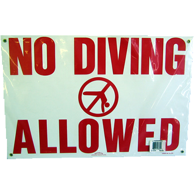 National Stock Sign No Diving Sign with Image 12inches x 18inches | 1218TX