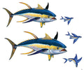 Custom Mosaics Aqua Decal Graphics Tuna Fish Group Vinyl Decal (2)16inches x 7inche | LX-GROUP-2 A