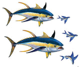 Custom Mosaics Aqua Decal Graphics Tuna Fish Group Vinyl Decal (2)16inches x 7inche | LX-GROUP-2 A