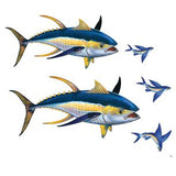 Custom Mosaics Aqua Decal Graphics Tuna Fish Group Concrete Decal (2)16inchesx 7inc | LX-GROUP-2 B