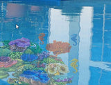 Custom Mosaics Aqua Decal Graphics Seahorse Group 7 inch x 3 inch Concrete Decal | LX-GROUP-4 B