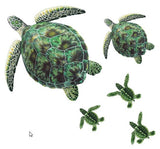 Custom Mosaics Aqua Decal Graphics Green Sea Turtle Group Lg Vinyl Decal (2) 17inch | LX-GROUP-6 A