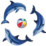 Custom Mosaics Aqua Decal Graphics Triple Dolphin Group Sm (3) 16inches x 7inches | LX-GROUP-17 B