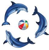Custom Mosaics Aqua Decal Graphics Triple Dolphin Group Sm (3) 16inches x 7inches | LX-GROUP-17 B