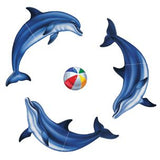 Custom Mosaics Aqua Decal Graphics Triple Dolphin Group Lg (2) 31inches x 14inches | LX-GROUP-18 B