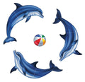 Custom Mosaics Aqua Decal Graphics Triple Dolphin Group Lg (2) 31inches x 14inches | LX-GROUP-18 B