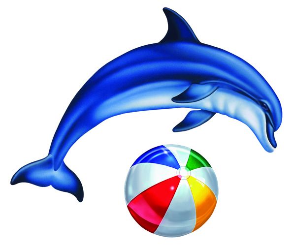 Custom Mosaics Aqua Decal Graphics Single Dolphin Group Sm 16inches x 7inches Inclu | LX-GROUP-19 B