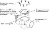 Waterco 14652 check valve, dimensioned line drawing