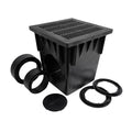 NDS 1882BLKIT, 18" Black Square Catch Basin Drain Kit With Black Plastic Grate