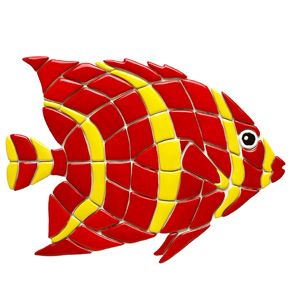 Ceramic Mosaic Red Angelfish 18inch x 15inches | RA20-18