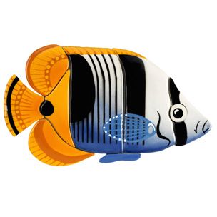 Ceramic Mosaic Saddled Butterfly Fish 10inch x 6inches | SB57