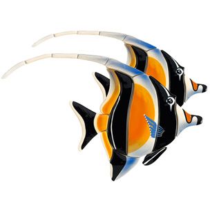 Ceramic Mosaic Double Moorish Idol Fish 14inch x 14inches | M55D