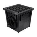 NDS 2400BLKIT, 24" Black Square Catch Basin Drain Kit With Black Plastic Grate