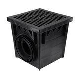 NDS 2400BLKIT, 24" Black Square Catch Basin Drain Kit With Black Plastic Grate