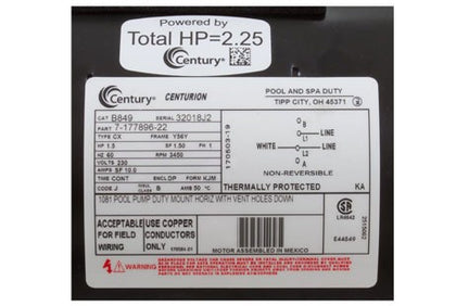 Century Motors Magnetek Square Flange Motor 1.5HP Threaded Full-Rate 230V | B849