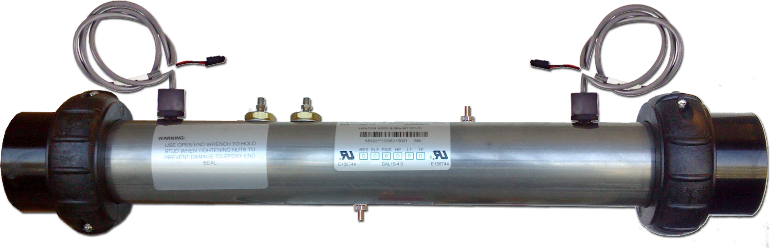 Hydro-Quip 26-58083-K 5.5 kW Balboa heater assembly with M7 sensors and studs
