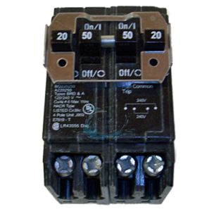 BQ220250 CUTLER HAMMER DUAL BREAKER 2 POLE 20/50 AMP