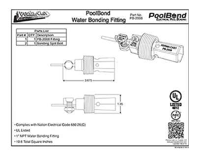 Permacast 1" MPT Bronze PoolBond Water Bonding Fitting | PB-2008