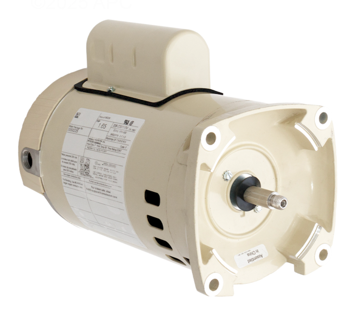 Pentair 355022S 1 HP square flange motor, side view