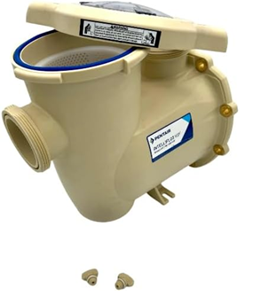 Pentair 356175Z IntelliFlo3 strainer pot kit, almond, angled view