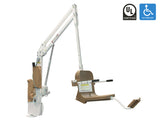 Aqua Creek F-SCTXL-T Scout Excel pool lift, white frame with tan seat, side view
