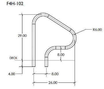 SR Smith Residential Deck Mounted 26" Figure-4 Handrail Pair | Sealed Steel Taupe | 1.90" OD .049 Wall Thickness | F4H-102-VT