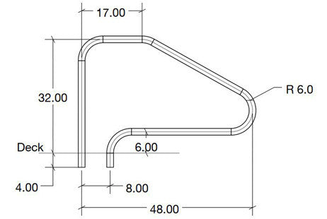 SR Smith Residential Deck Mounted 4-Bend 48" Stair Rail | SealedSteel Radiant White | 1.90" OD .049 Wall Thickness | DMS-101A-VW