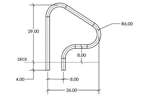 SR Smith Residential Deck Mounted 26" Figure-4 Handrail Pair | Sealed Steel Pewter Gray | 1.90" OD .049 Wall Thickness | F4H-102-VG