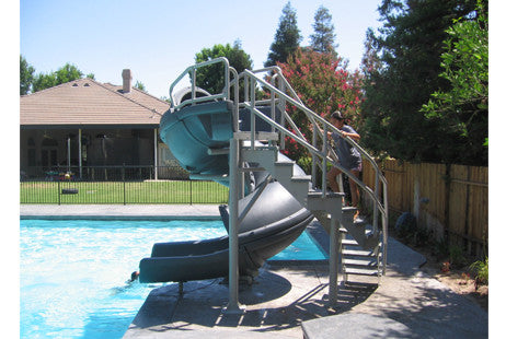 SR Smith Vortex Slide with Half Spiral Staircase & Open Flume | Gray Granite | 695-209-324