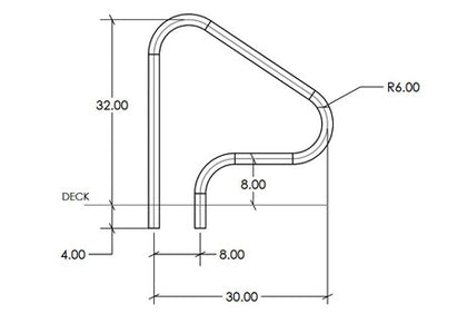S.R. Smith 30" Figure-4 Handrail Pair 304 Stainless Steel | F4H-101