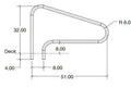 S.R. Smith Deck Mounted 3 Bend 51in Stair Rail 304 SS | DMS-100A