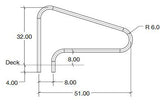 S.R. Smith Deck Mounted 3 Bend 51in Stair Rail 304 SS | DMS-100A