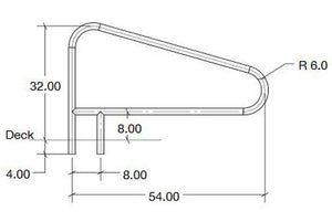 S.R. Smith Deck Mounted 54" Braced Stair Rail 304 SS | DMS-103A