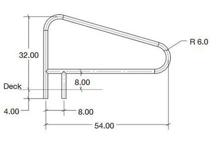 S.R. Smith Deck Mounted 54" Braced Stair Rail 304 SS | DMS-103A