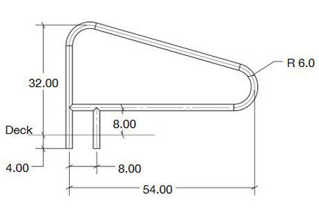 SR Smith Residential Deck Mounted 54" Braced Stair Rail | 304 Grade Stainless Steel | 1.90" OD .049 Wall Thickness | DMS-103A