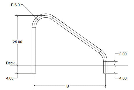 S.R. Smith 50-770 deck mounted 32 in. stair rails, 304 stainless steel, pair