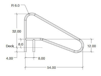 SR Smith Residential Deck Mounted 54" Braced Stair Rail | Powder Coated White | 1.90" OD .049 Wall Thickness | DMS-102A-PW