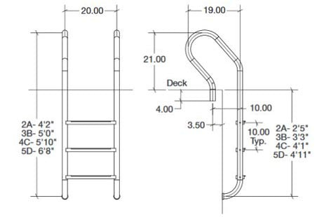 SR Smith Commercial 3 Step Parallel-Look Ladder | 304 Grade Stainless Steel | 1.9 OD .049 Thickness | PLL-12S-3B