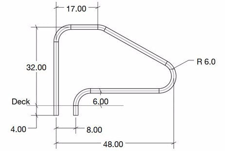 SR Smith Residential Deck Mounted 4-Bend 48" Stair Rail | Powder Coated Pearl White | 1.90" OD .049 Wall Thickness | DMS-101A-PW