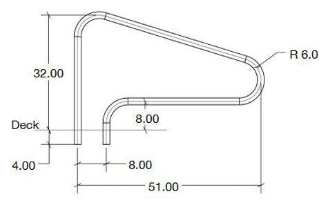 SR Smith Residential Deck Mounted 3-Bend 51" Stair Rail | Powder Coated Taupe | 1.90" OD .049 Wall Thickness | DMS-100A-PT