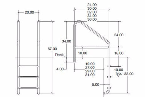 SR Smith 24" Florida Rollout 3 Step Ladder with Crossbrace | 304 Grade Stainless Steel | 1.9 OD .049 Wall Thickness | 50-792S-24