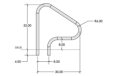 SR Smith Residential Deck Mounted 26" Figure-4 Handrail Pair | 304 Grade Stainless Steel | 1.90" OD .049 Wall Thickness | F4H-102
