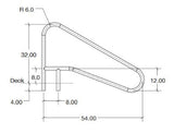 S.R. Smith Deck Mounted 54" Braced Stair Rail 316L SS | DMS-102B-MG