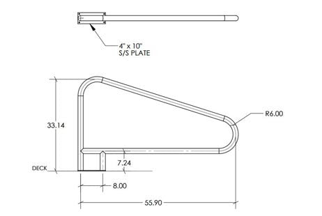 SR Smith Residential Deck Mounted 55.90" Pool Rail with Flange | 304 Grade Stainless Steel | 1.90" OD .049 Wall Thickness | PR-500