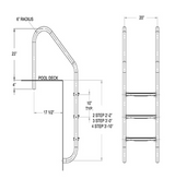SuperPro LAD100SS three step pool ladder dimension drawing